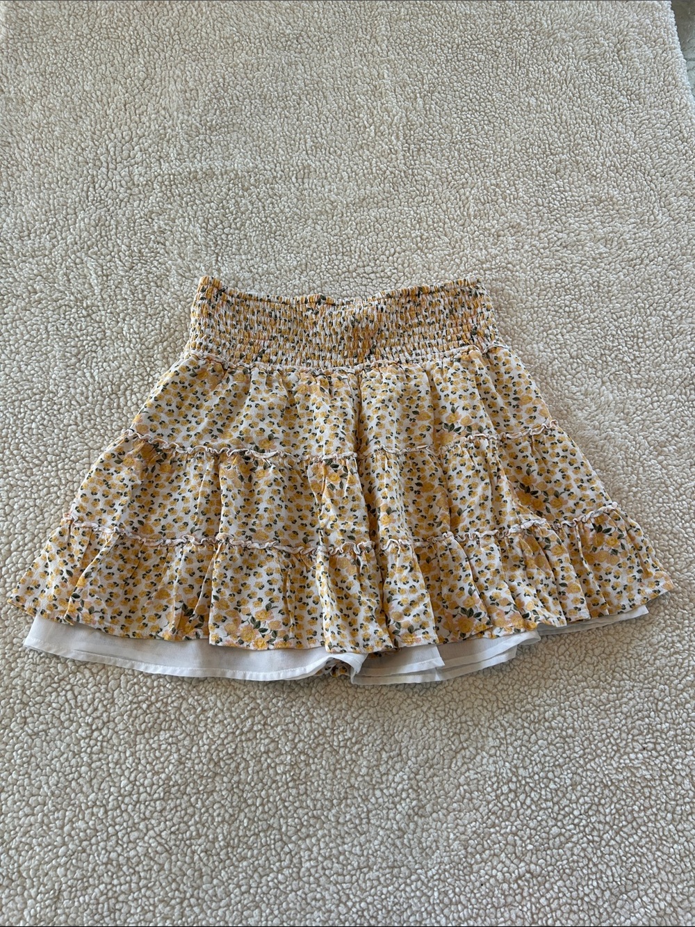 American Eagle Outfitters Yellow Floral Tiered Smocked Skirt - Picture 4 of 7
